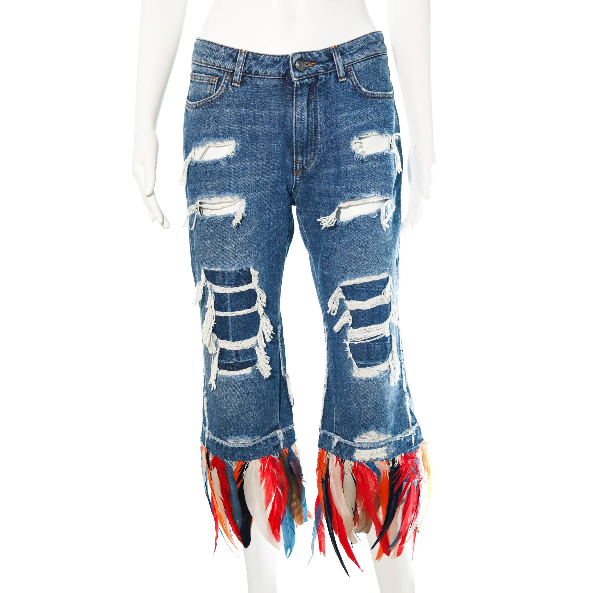 D&G Feather Capri Jeans