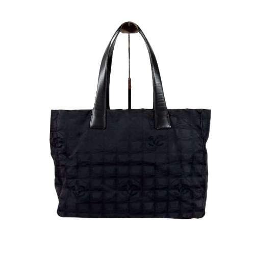 Chanel Travel Line Tote Bag Nylon Canvas Black Shoulder Bag