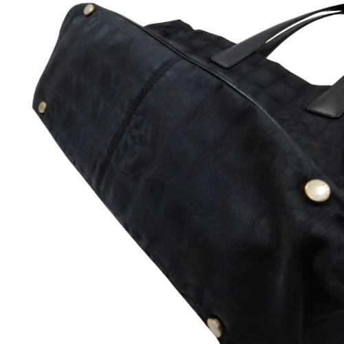 Chanel Travel Line Tote Bag Nylon Canvas Black Shoulder Bag