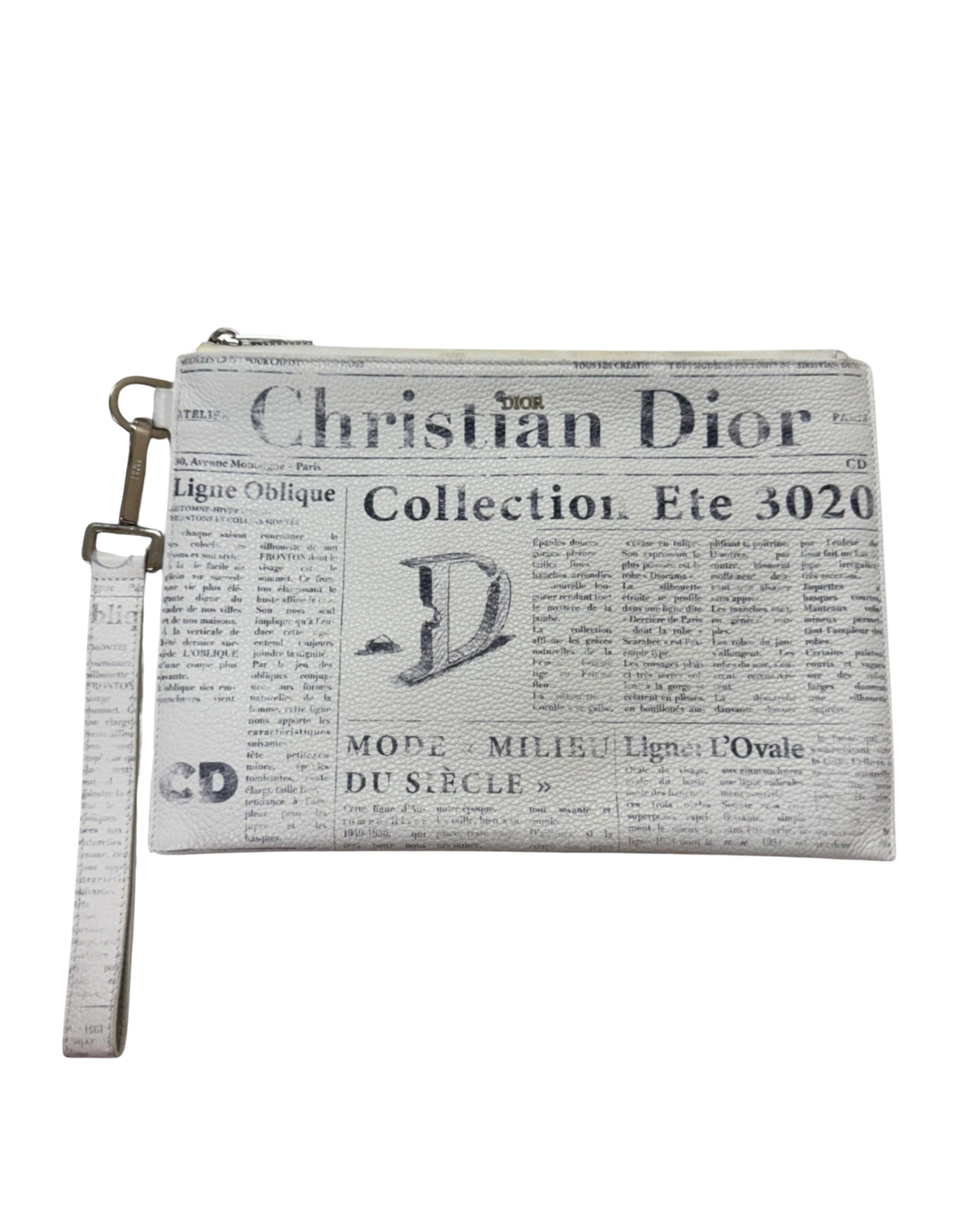 CHRISTIAN DIOR
X DANIEL ARSHAM Grained Calfskin Newspaper Wristlet White