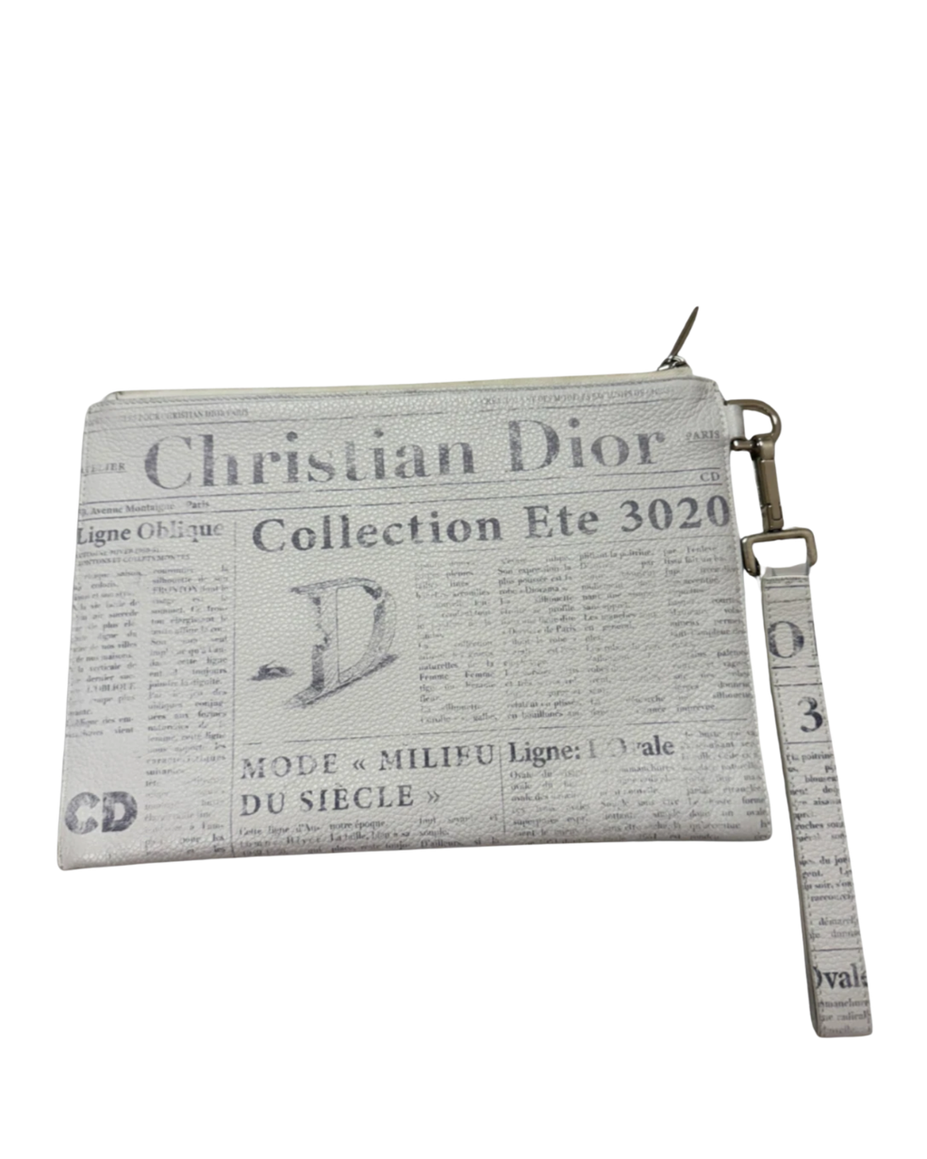 CHRISTIAN DIOR
X DANIEL ARSHAM Grained Calfskin Newspaper Wristlet White