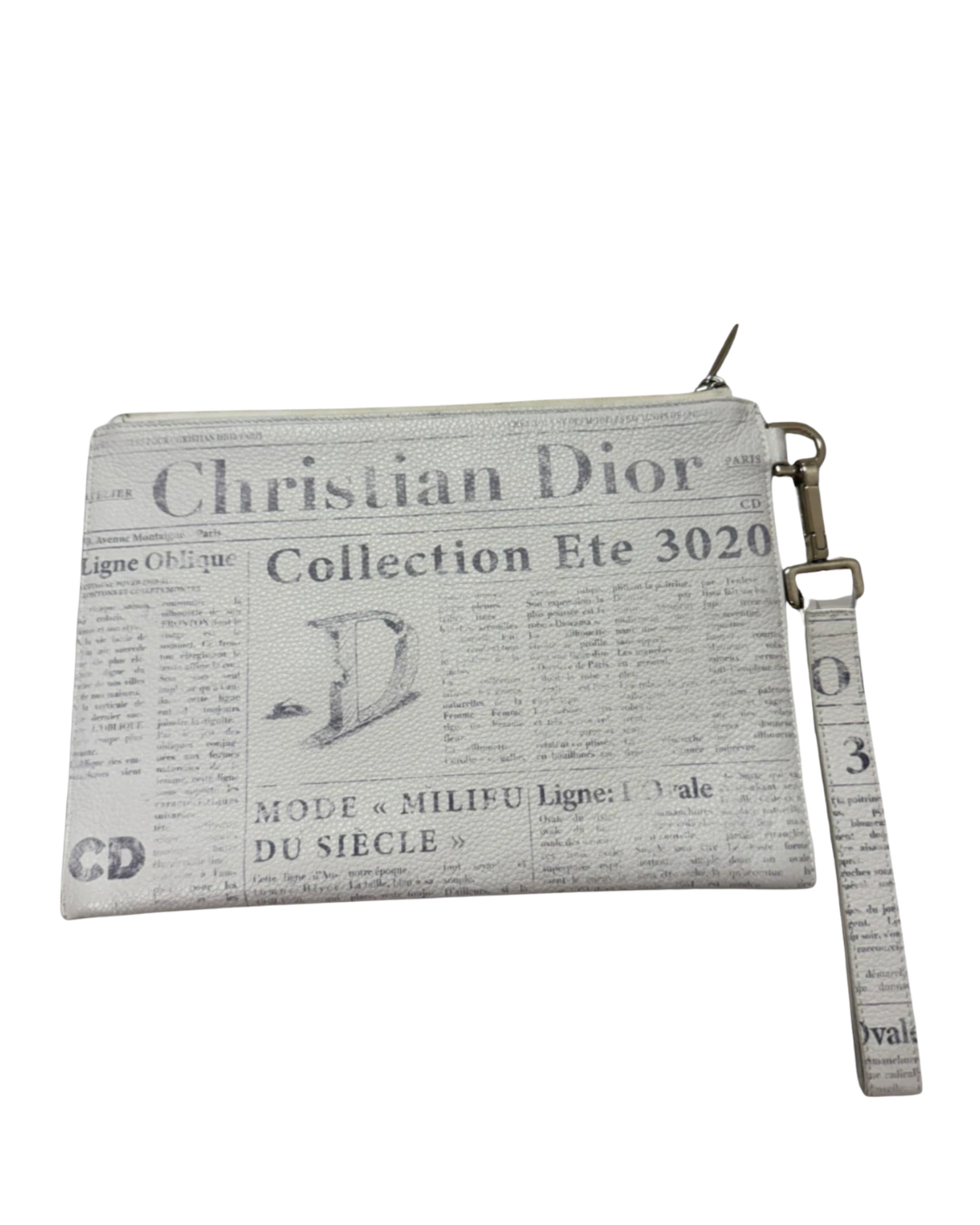 CHRISTIAN DIOR
X DANIEL ARSHAM Grained Calfskin Newspaper Wristlet White
