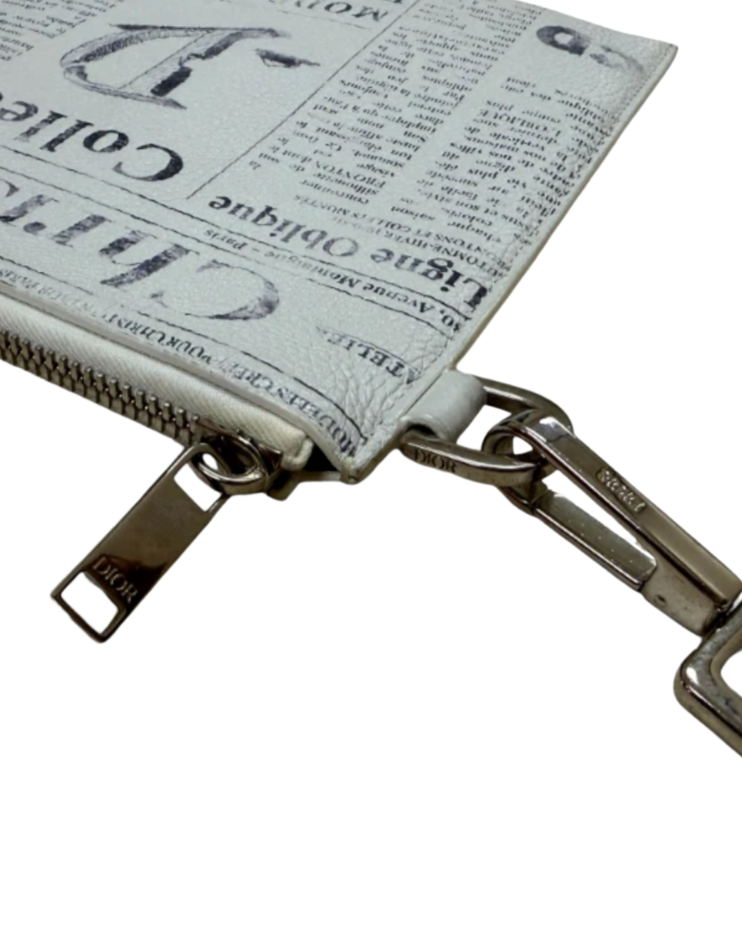 CHRISTIAN DIOR
X DANIEL ARSHAM Grained Calfskin Newspaper Wristlet White