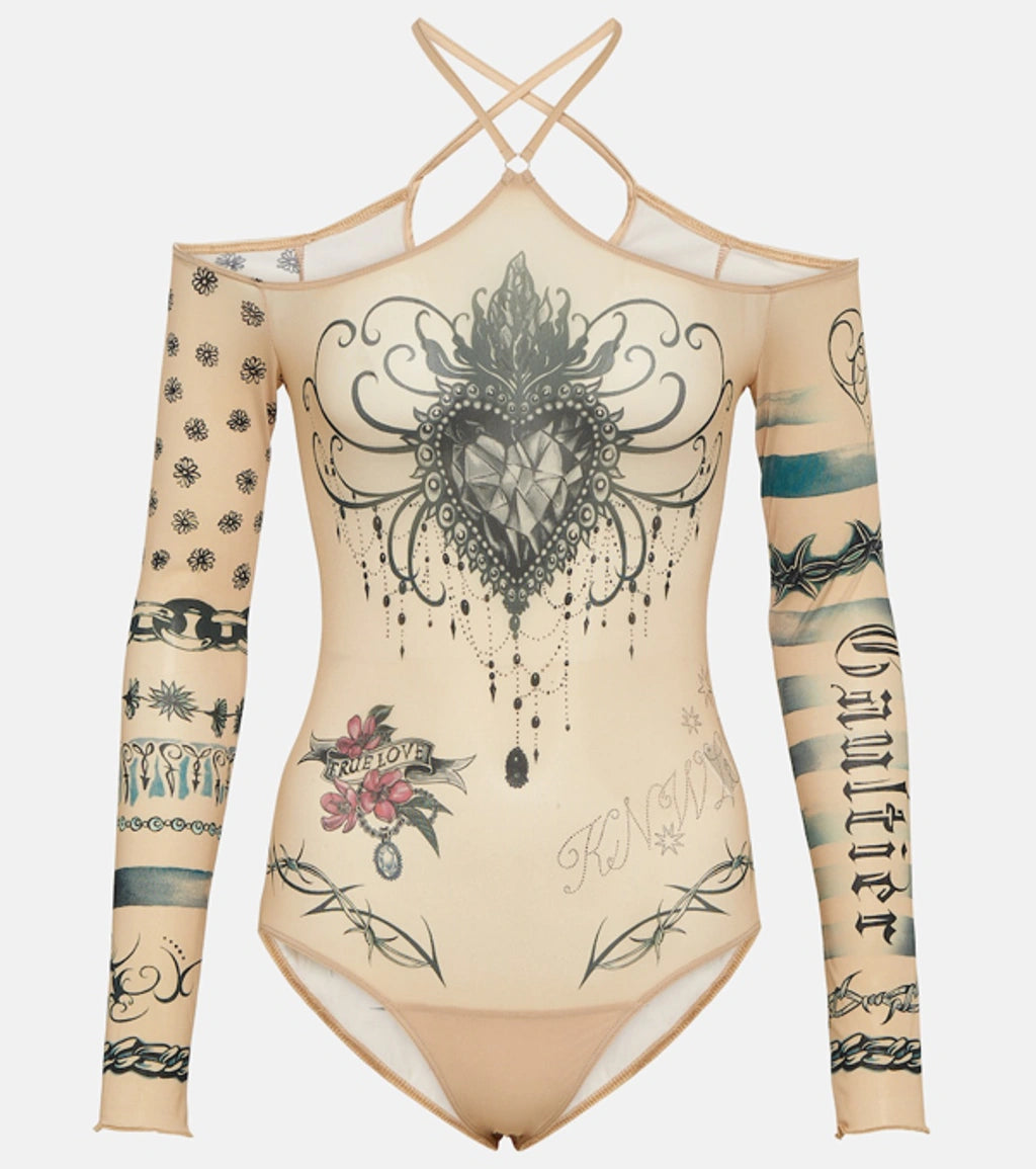 Jean Paul Gaultier x KNWLS tattoo-print long-sleeve bodysuit