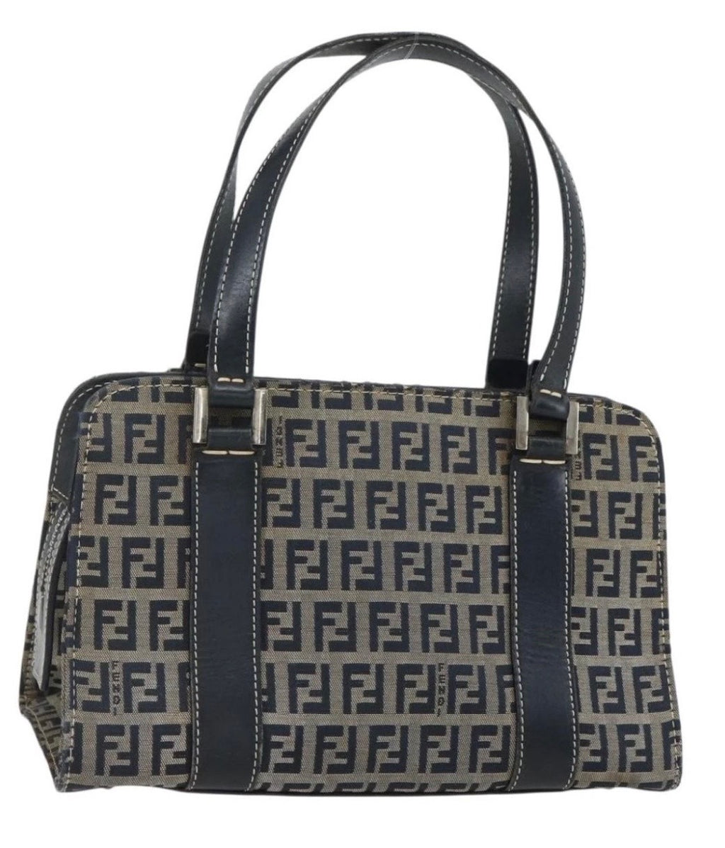 Fendi Triangle Zucchino Canvas Hand Bag