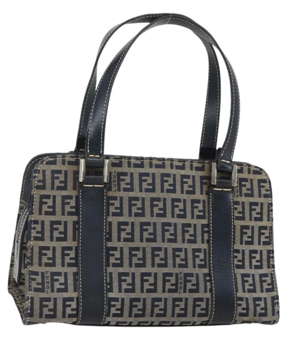 Fendi Triangle Zucchino Canvas Hand Bag