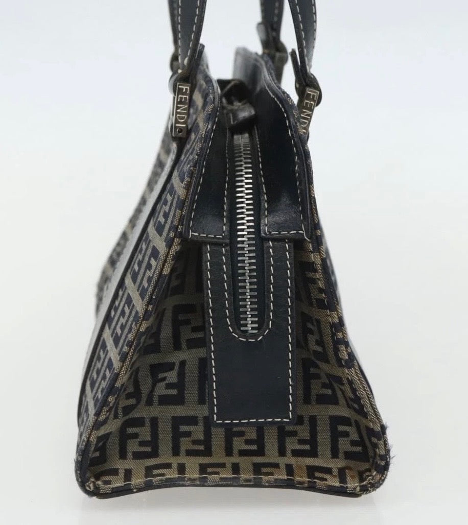 Fendi Triangle Zucchino Canvas Hand Bag