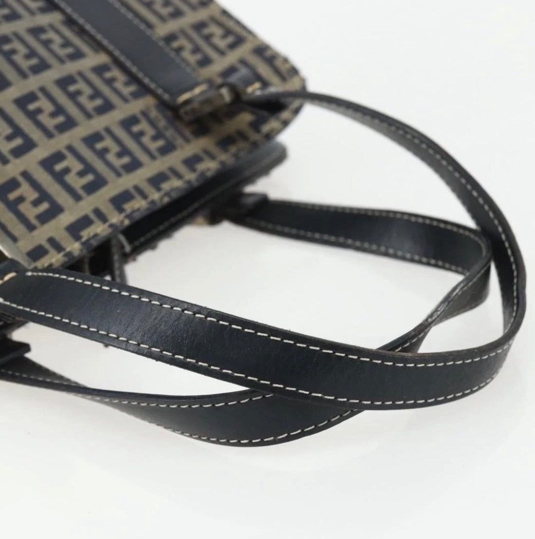 Fendi Triangle Zucchino Canvas Hand Bag